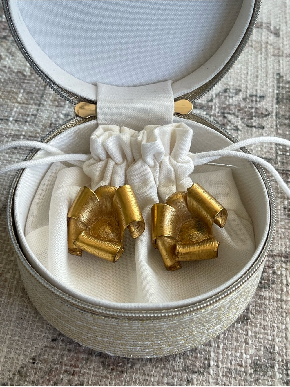 Escada 1980’s Gold-Tone Sculptural Clip-On Earrings